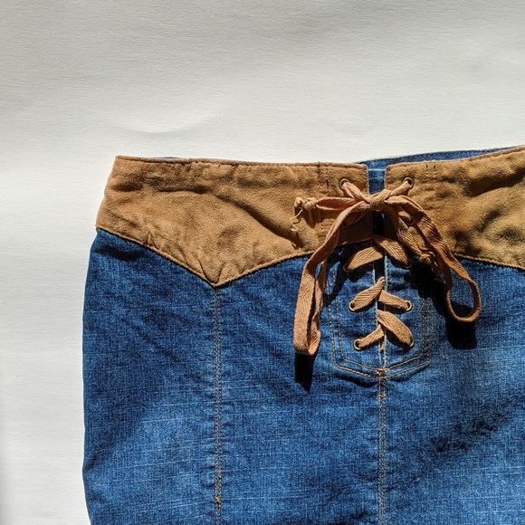 Vintage Denim and Suede Skirt - Picture 3 of 4